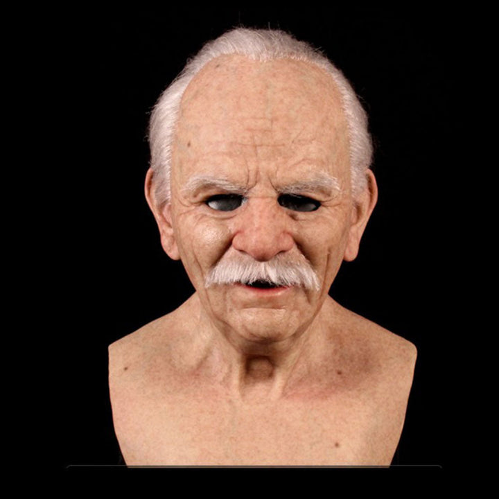 Silicone Elderly Character Mask - detail view