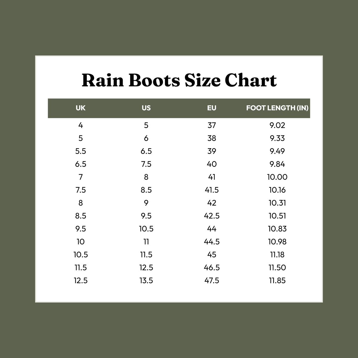 Size Chart