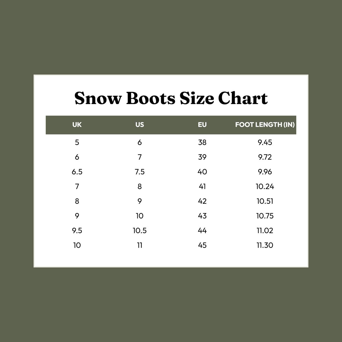 Size Chart