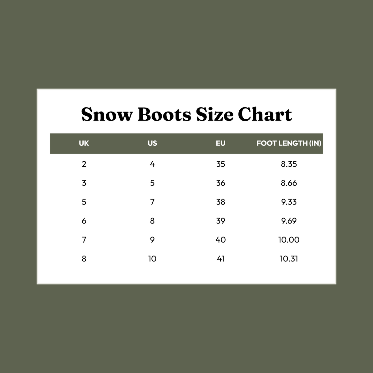 Size Chart