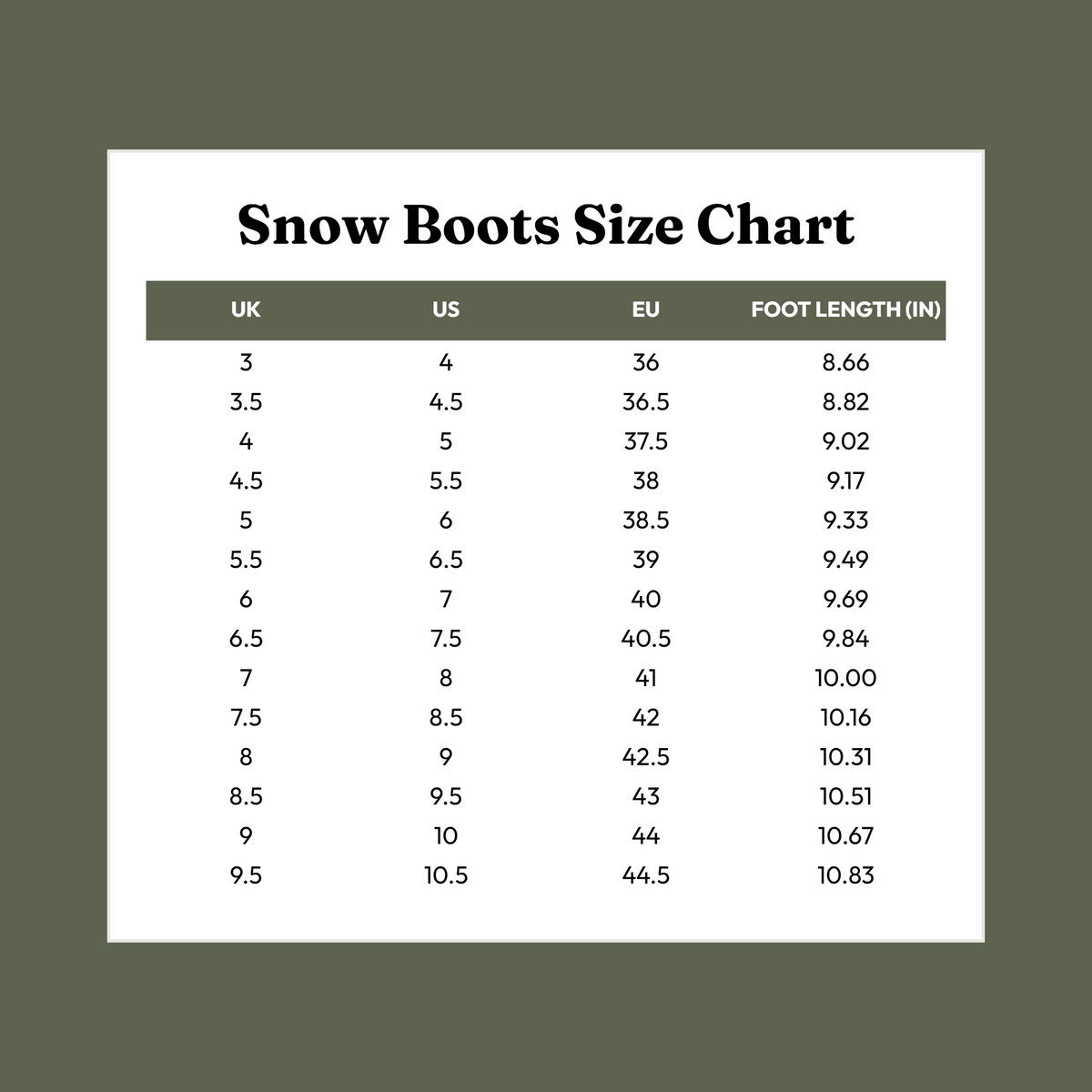 Size Chart