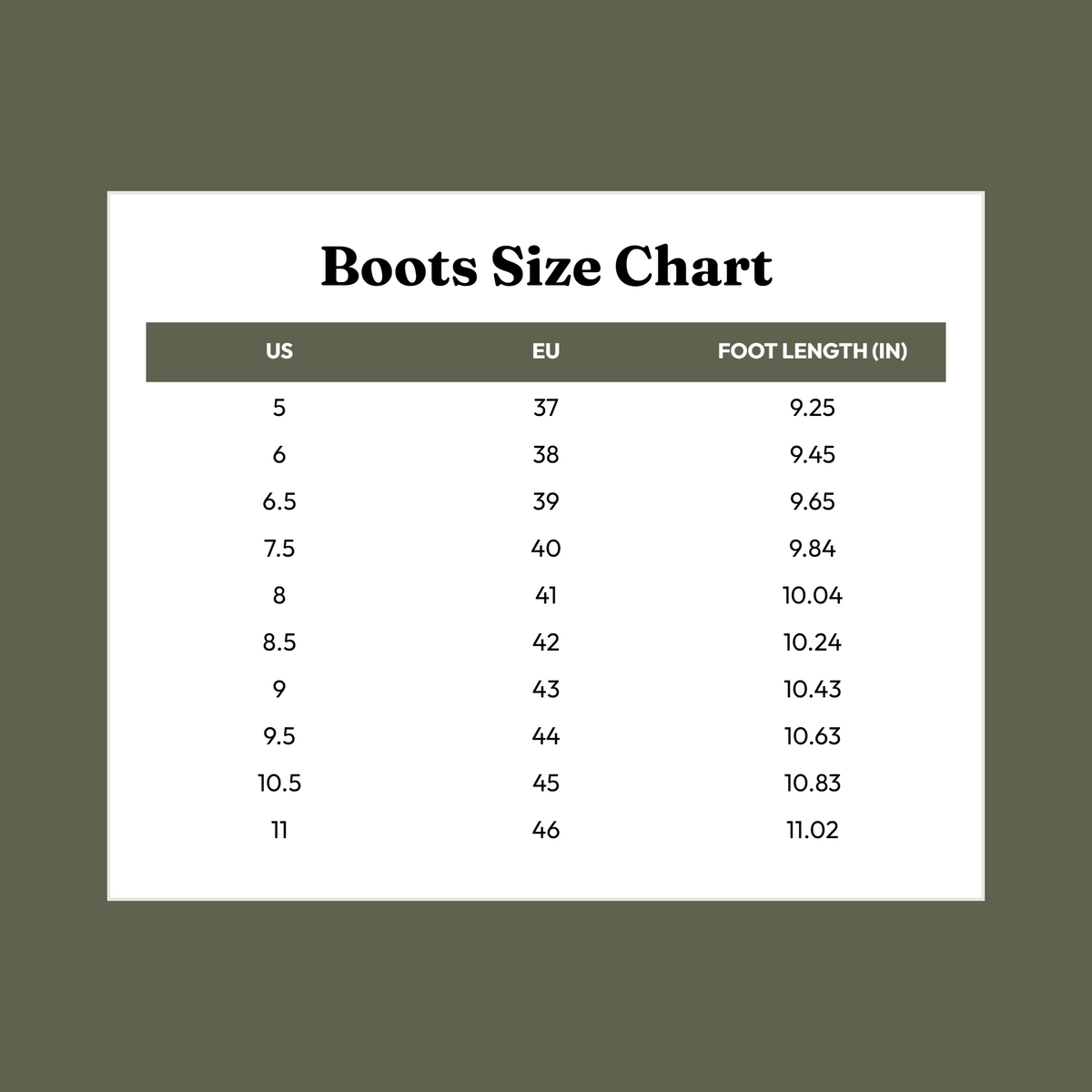 Size Chart