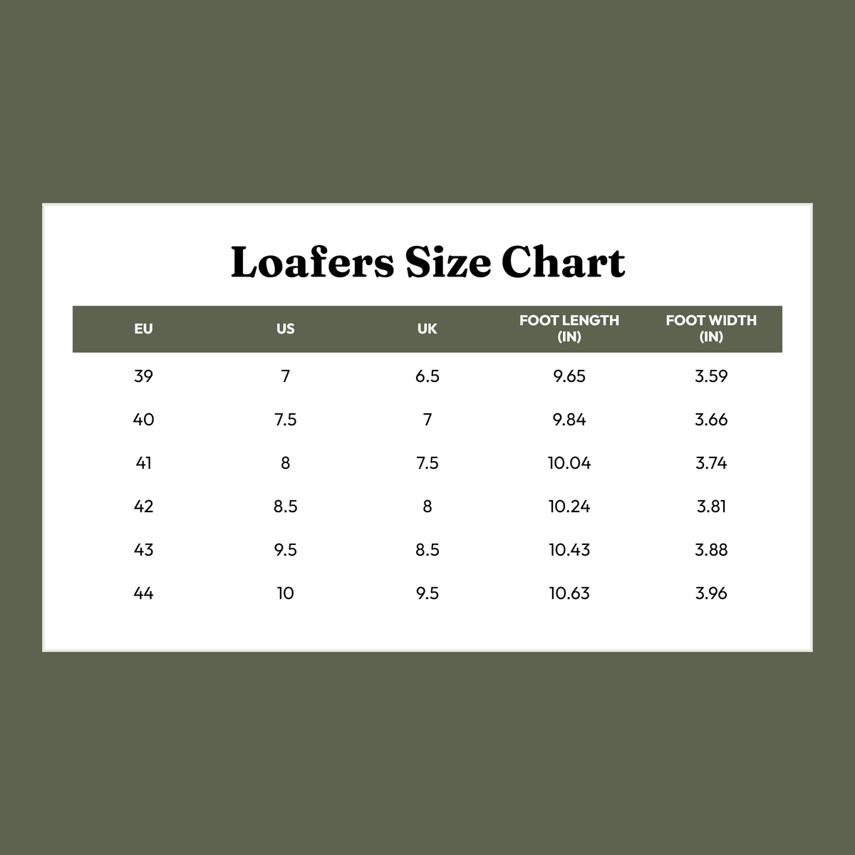 Size Chart