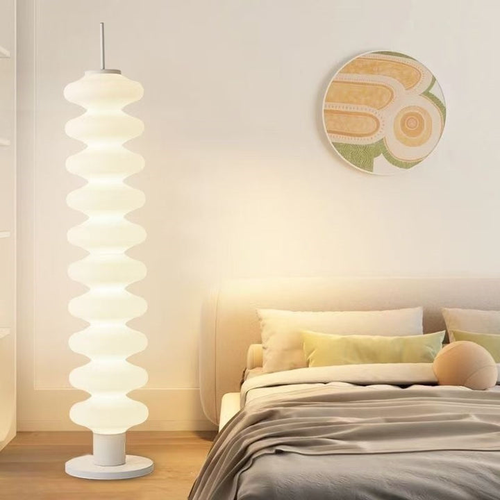 White Tiered Acrylic Floor Lamp bedroom lifestyle