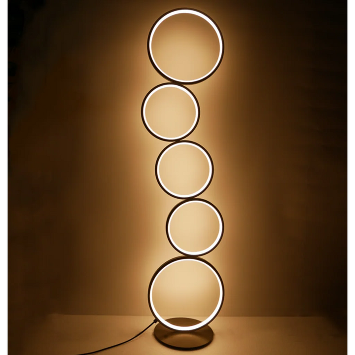 Minimalist Ring-Design Floor Lamp warm light dimming front view