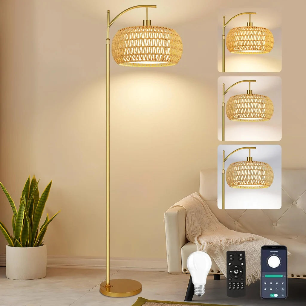Woven Rattan Floor Lamp Style J