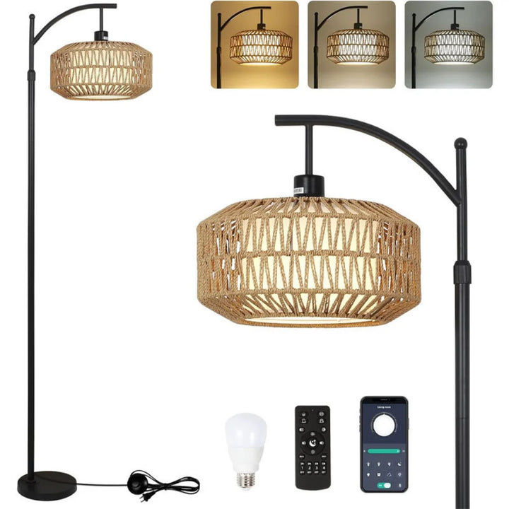 Woven Rattan Floor Lamp Style C