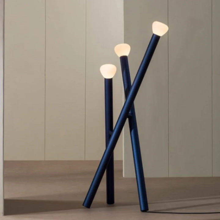 Blue Sculptural Glass Globe Floor Lamp