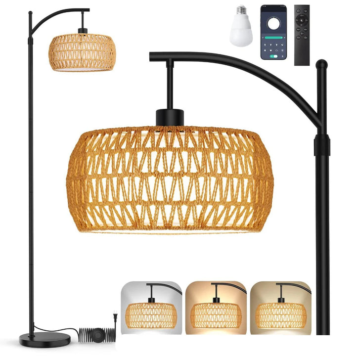 Woven Rattan Floor Lamp Style D