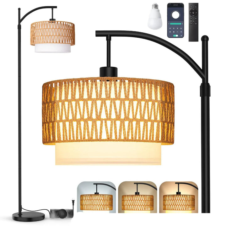 Woven Rattan Floor Lamp Style E