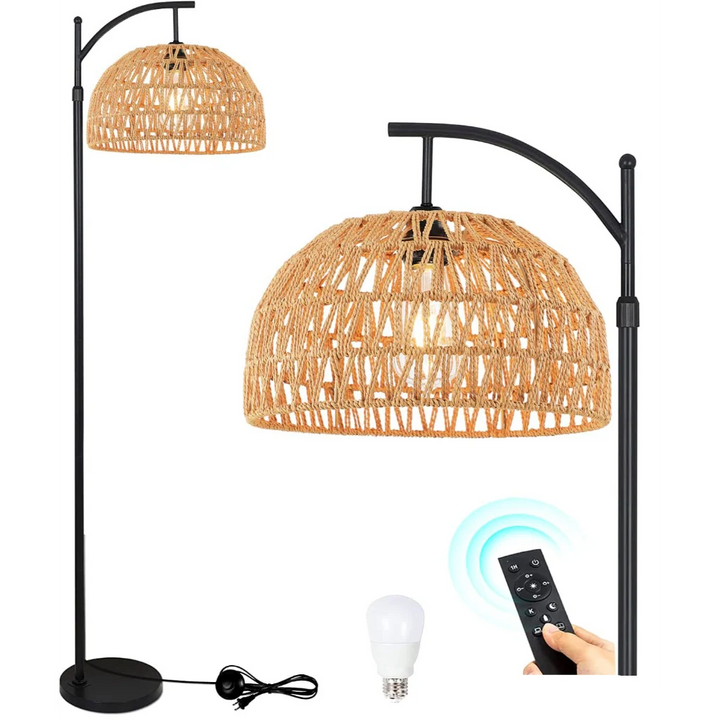 Woven Rattan Floor Lamp Style F