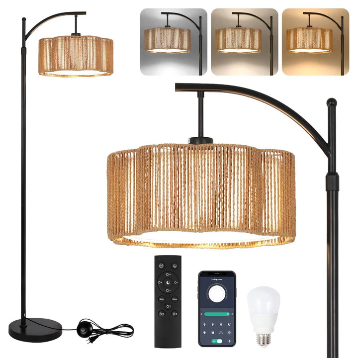 Woven Rattan Floor Lamp Style G
