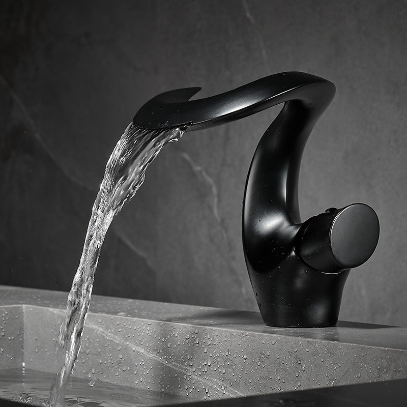 Sleek Modern Waterfall Bathroom Faucet waterfall spout detail