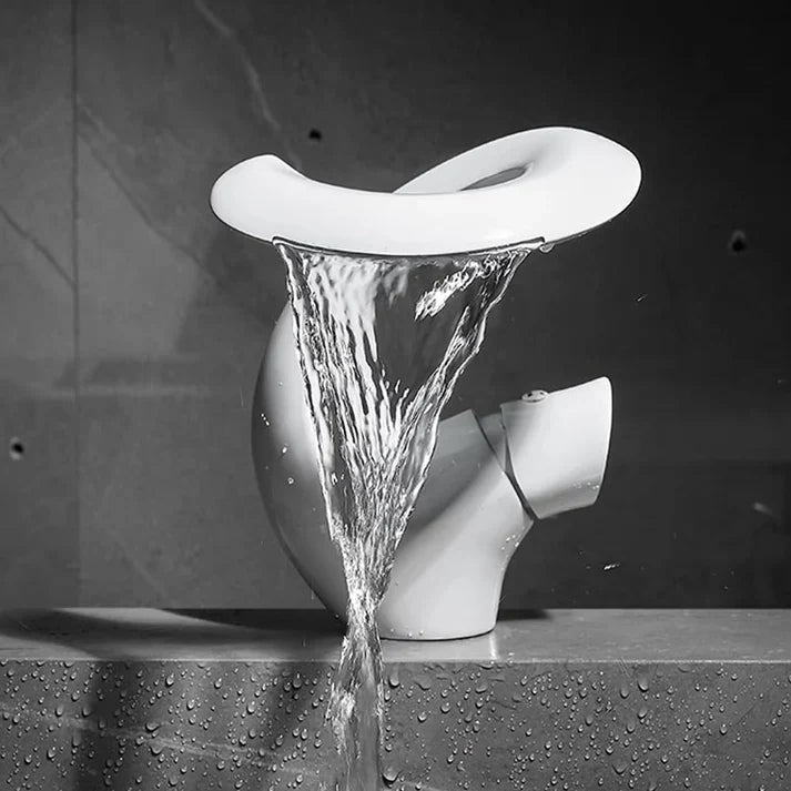 Chrome Sleek Modern Waterfall Bathroom Faucet front view