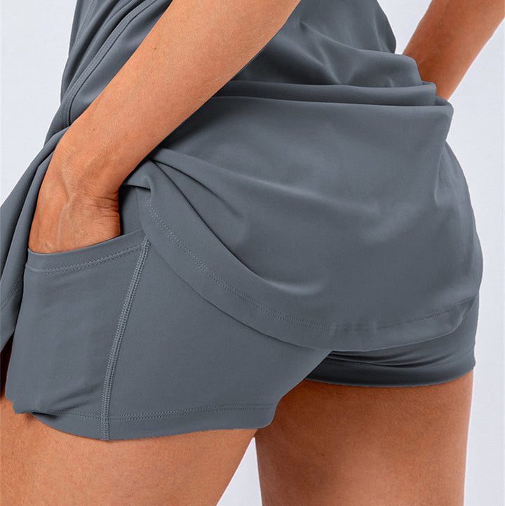 Grey Stretch Tennis Dress shorts detail
