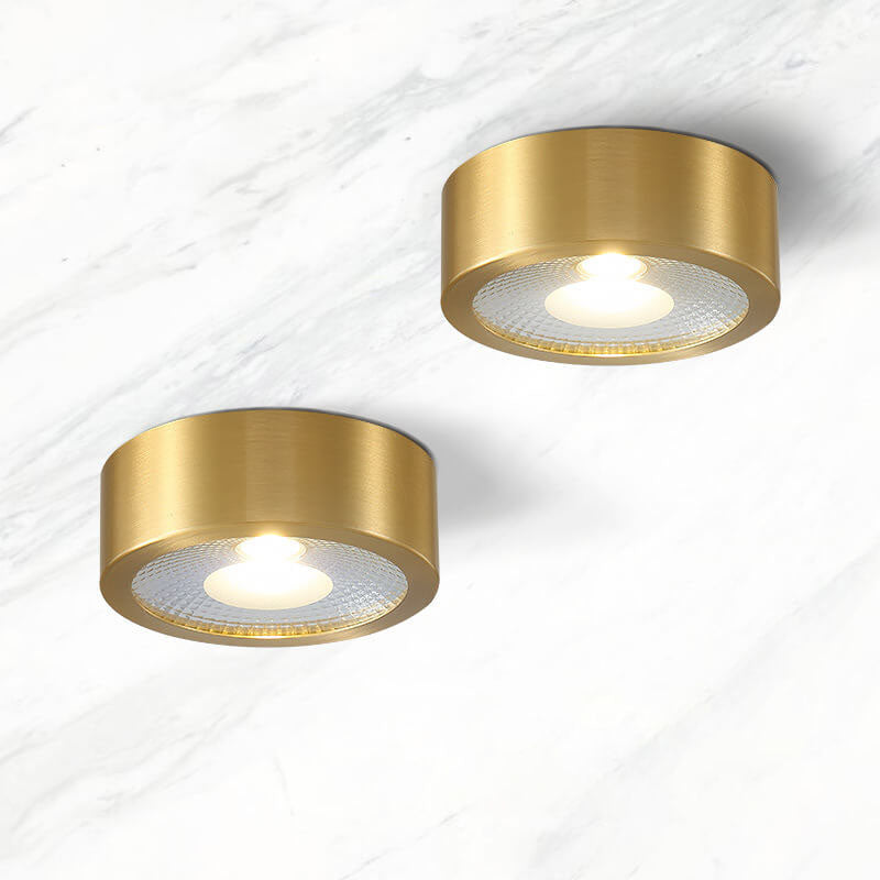 Slim Copper Ceiling Disc pair on marble ceiling