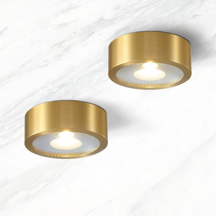 Slim Copper Ceiling Disc pair on marble ceiling