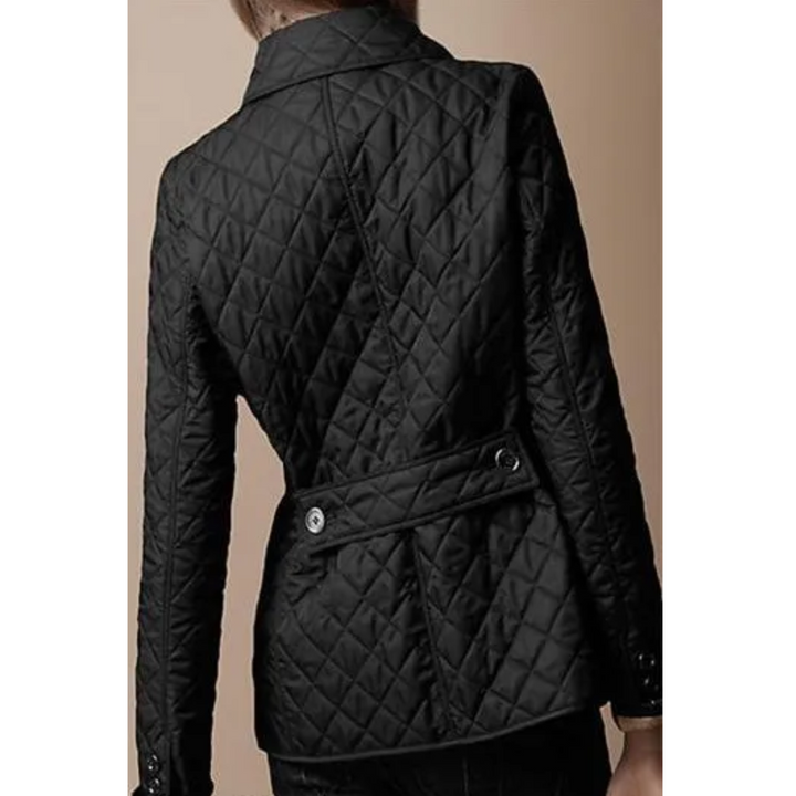 Black Slim Diamond-Quilt Jacket back view