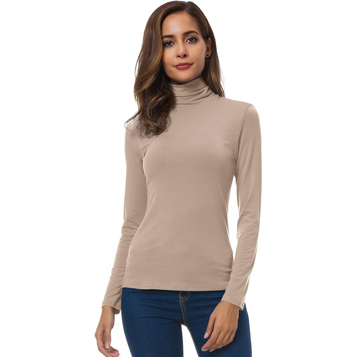 Khaki Slim-Fit Turtleneck Base Layer front view