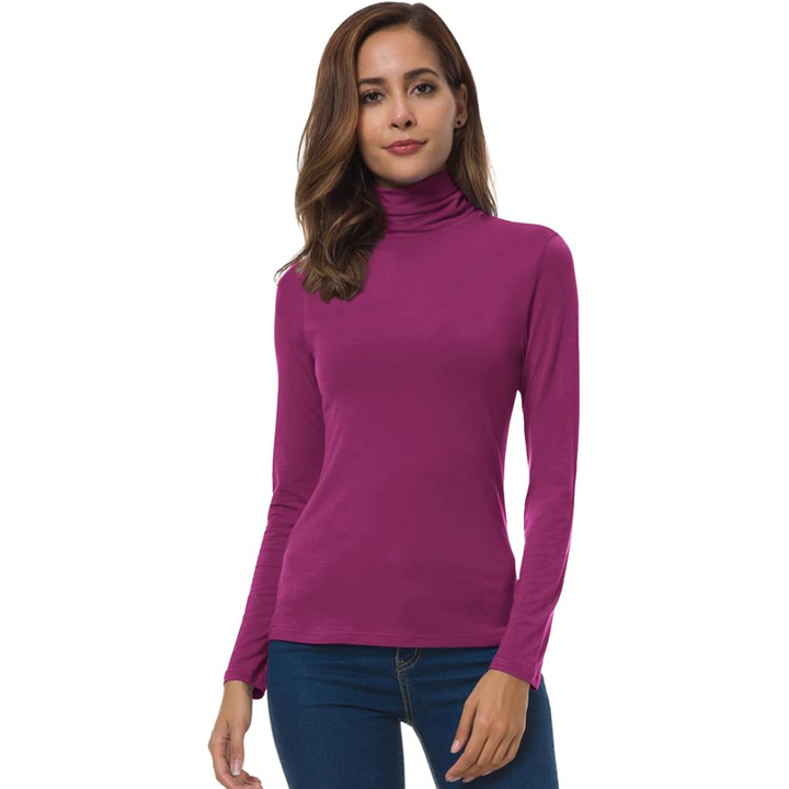 Fuchsia Slim-Fit Turtleneck Base Layer front view