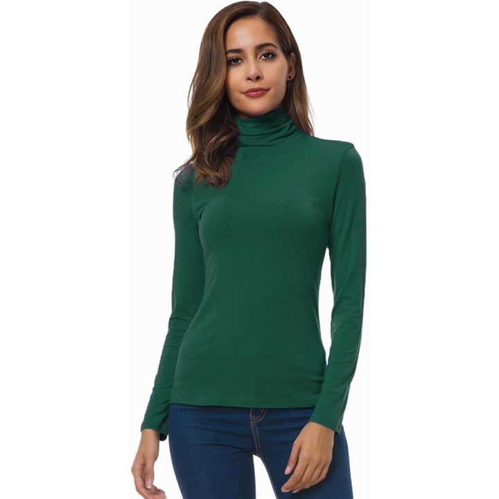 Green Slim-Fit Turtleneck Base Layer front view