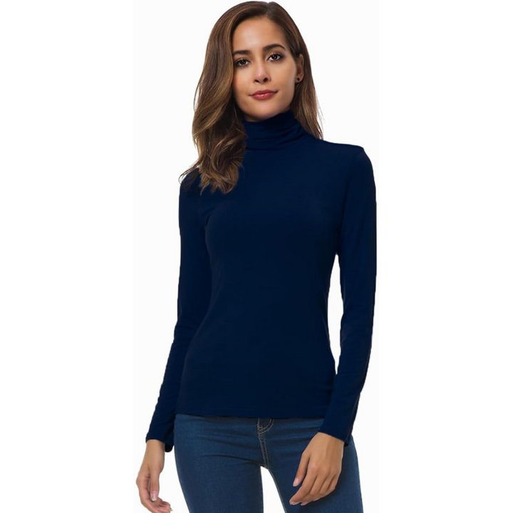 Marine Blue Slim-Fit Turtleneck Base Layer front view