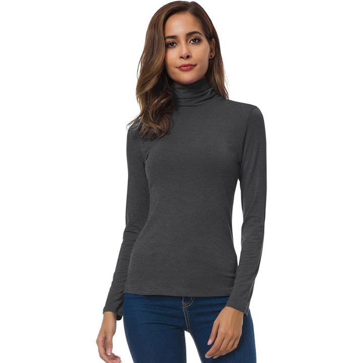 Dark Grey Slim-Fit Turtleneck Base Layer front view