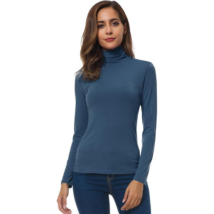 Blue Slim-Fit Turtleneck Base Layer front view