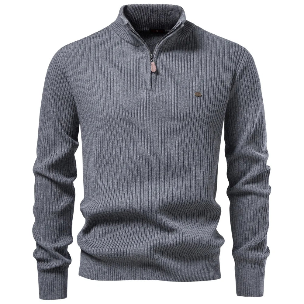 Slim-Fit Mock-Neck Half-Zip Sweater front view