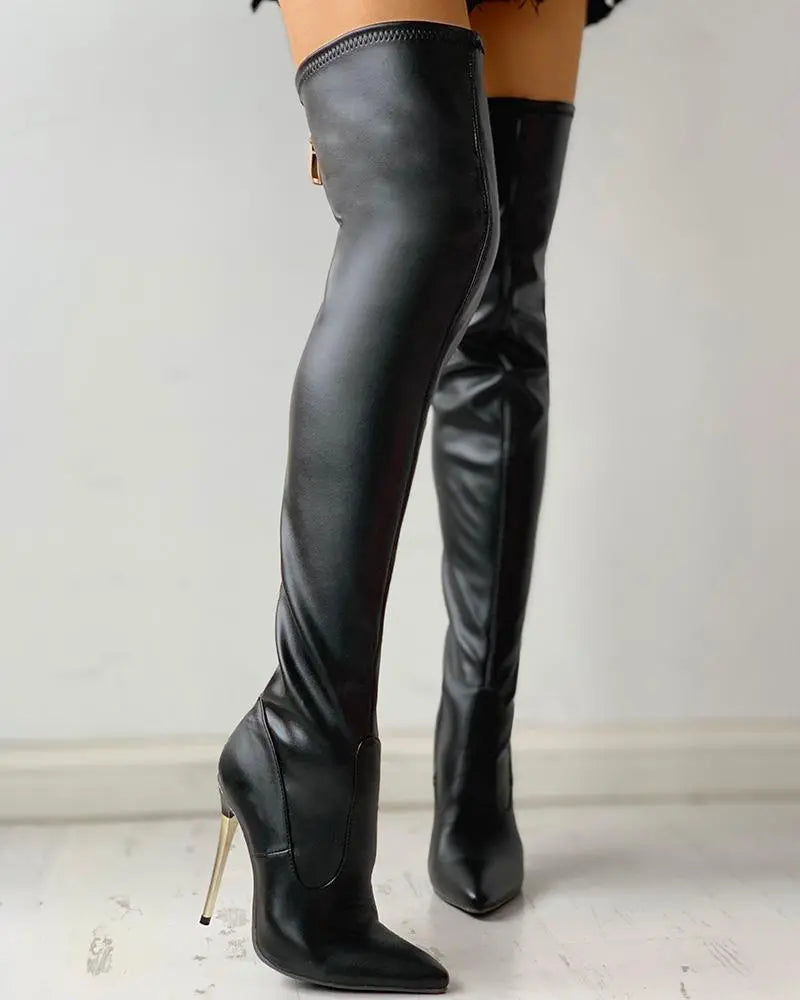 Leather Knee-High Boots alternate view 5