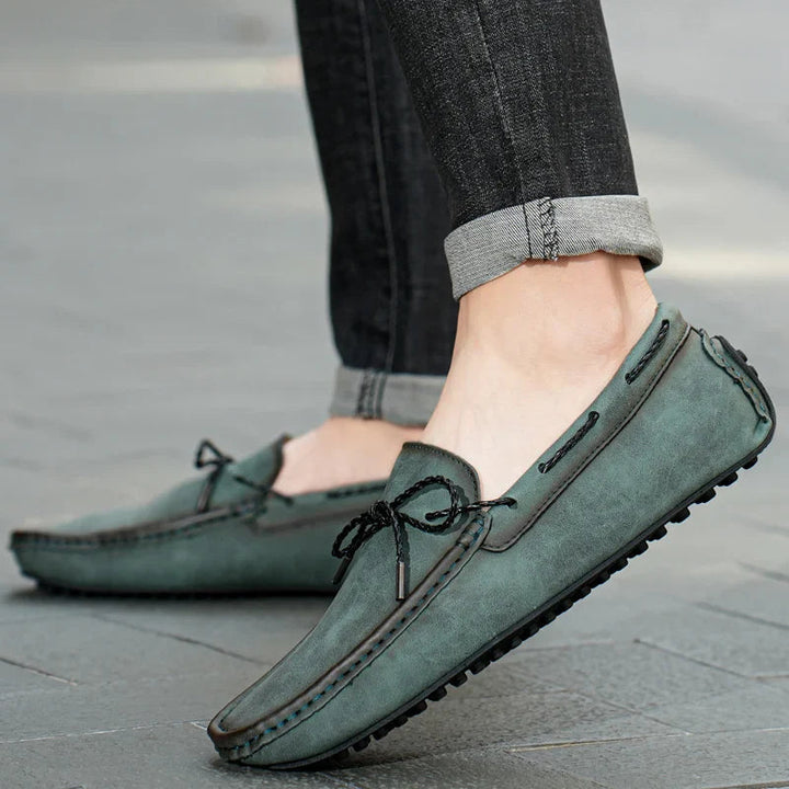 Green Leather Loafers side view