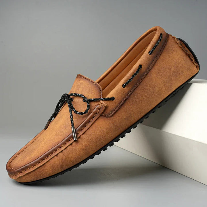 Brown Leather Loafers front view