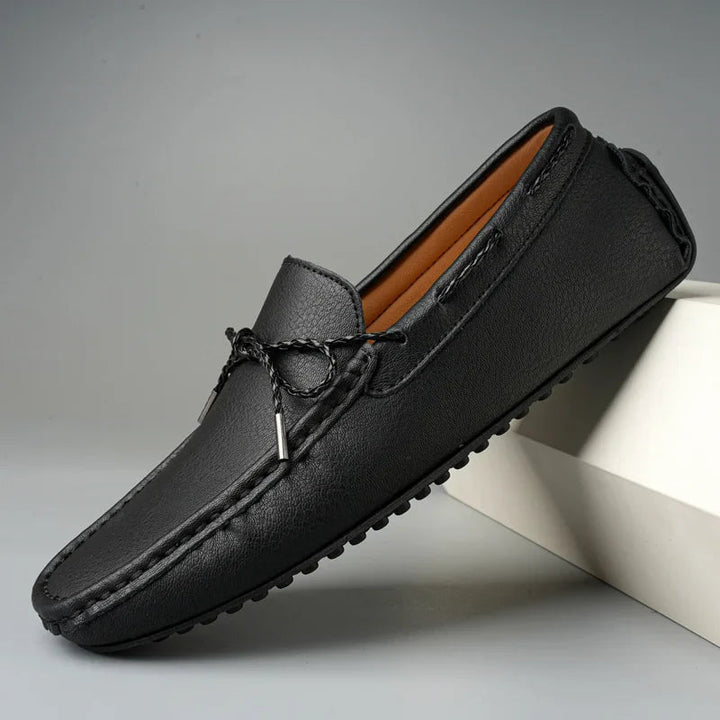 Black Leather Loafers front view