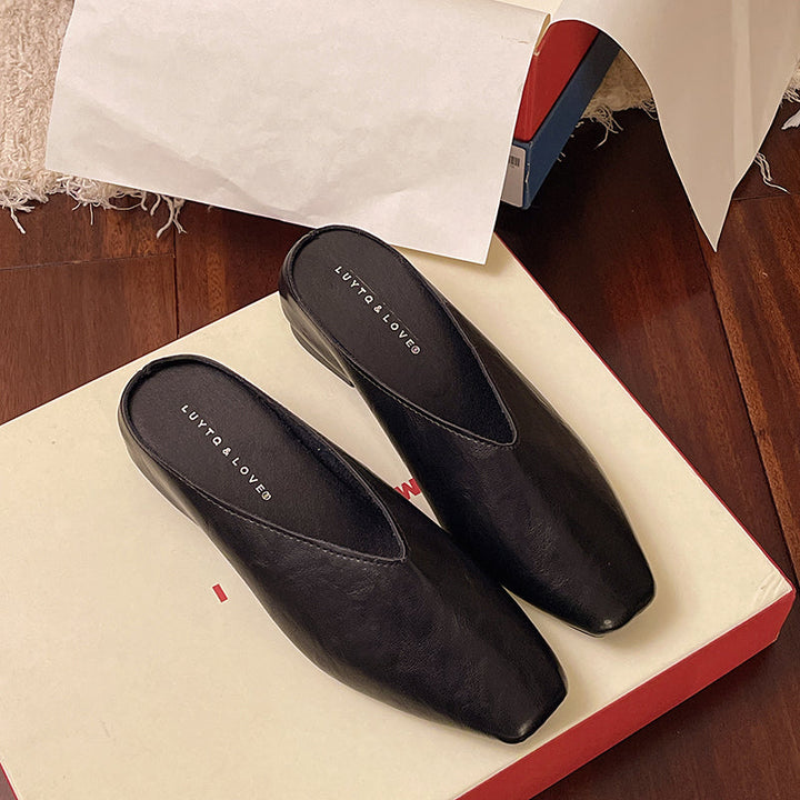 Black Vegan Leather Flats side view