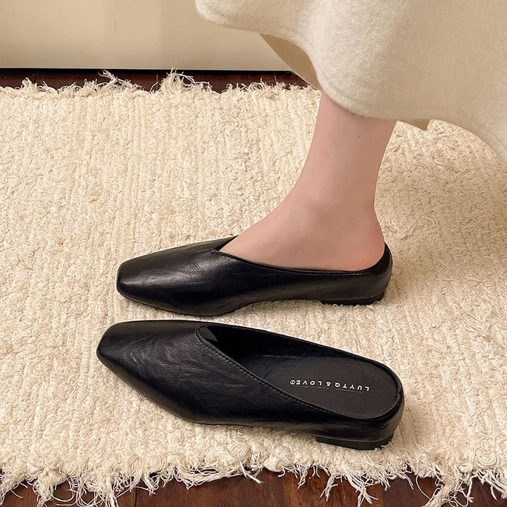 Gold Vegan Leather Flats front view