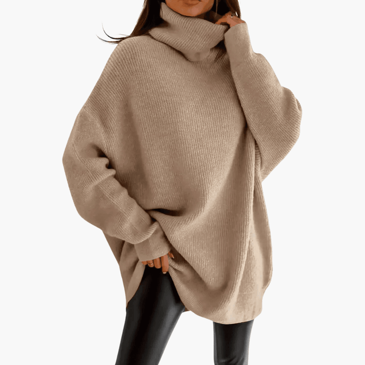 Black Longline Oversized Knit Sweater front view