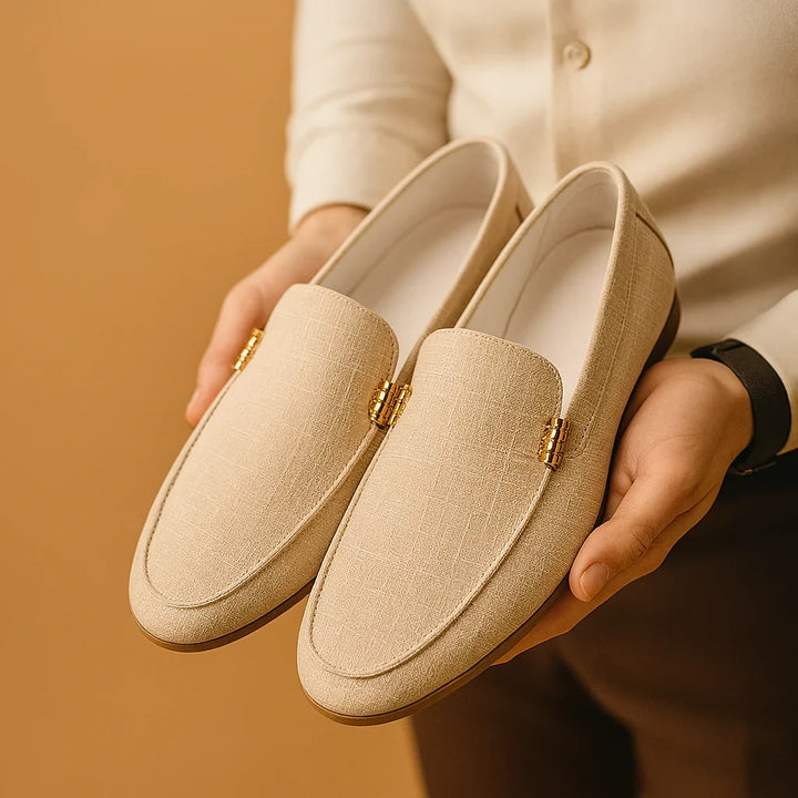 Beige Smart-Casual Slip-On Loafers front view
