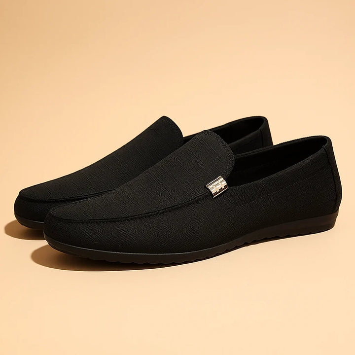 Black Smart-Casual Slip-On Loafers front view