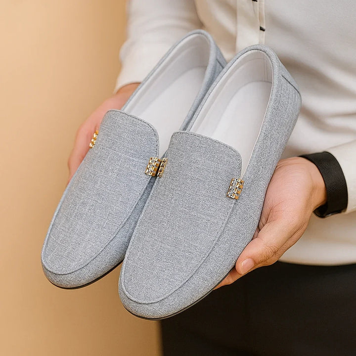 Gray Smart-Casual Slip-On Loafers front view