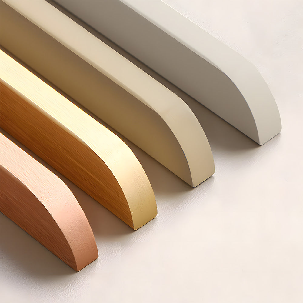 Soft-Curve Aluminum Cabinet Pulls installed on cabinet