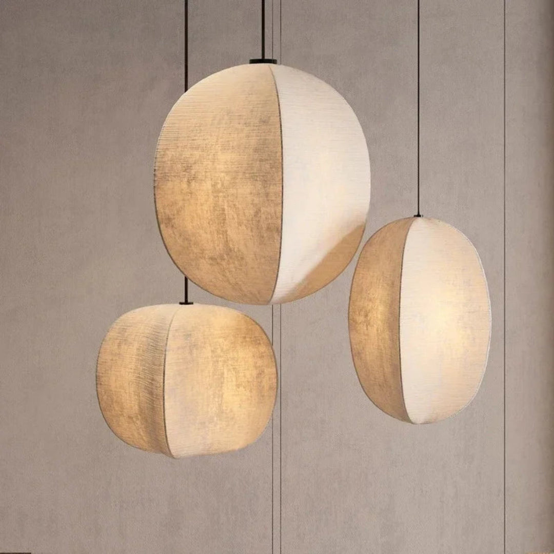 Soft Fabric Lantern Pendant Lights cluster close-up