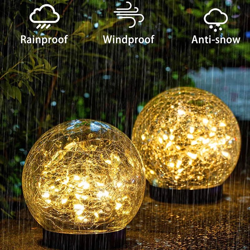 Solar Powered Crackle Glass Garden Globe solar panel detail