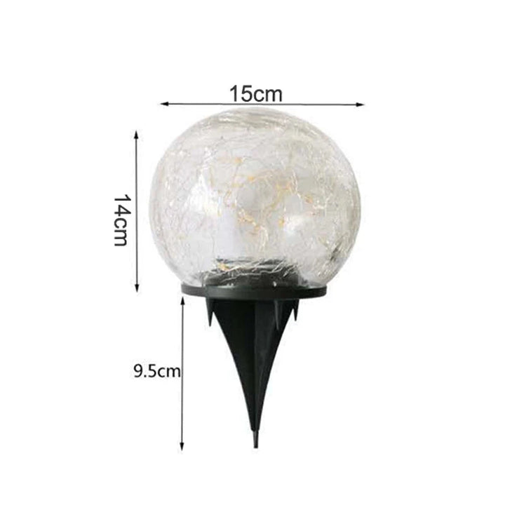 Solar Powered Crackle Glass Garden Globe package contents