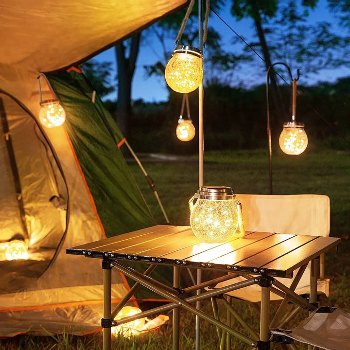 Crackled Glass Solar Lantern garden lifestyle