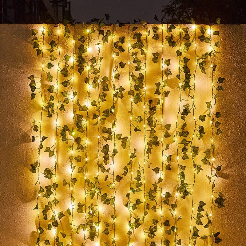 Solar Ivy String Lights wrapped around tree