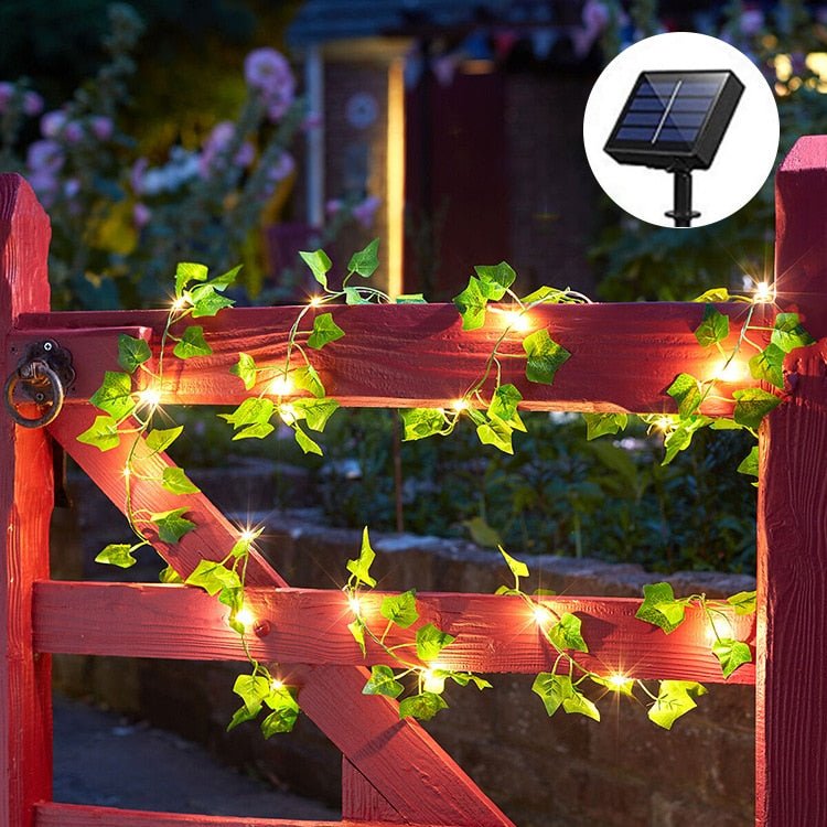 Solar Ivy String Lights solar panel and ground stake