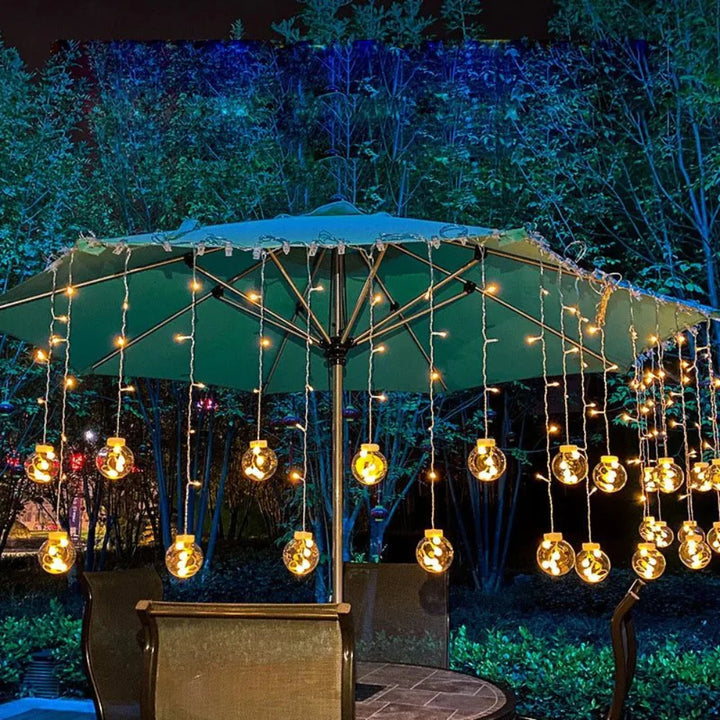 Solar Pendant String Lights glowing pendant bulbs