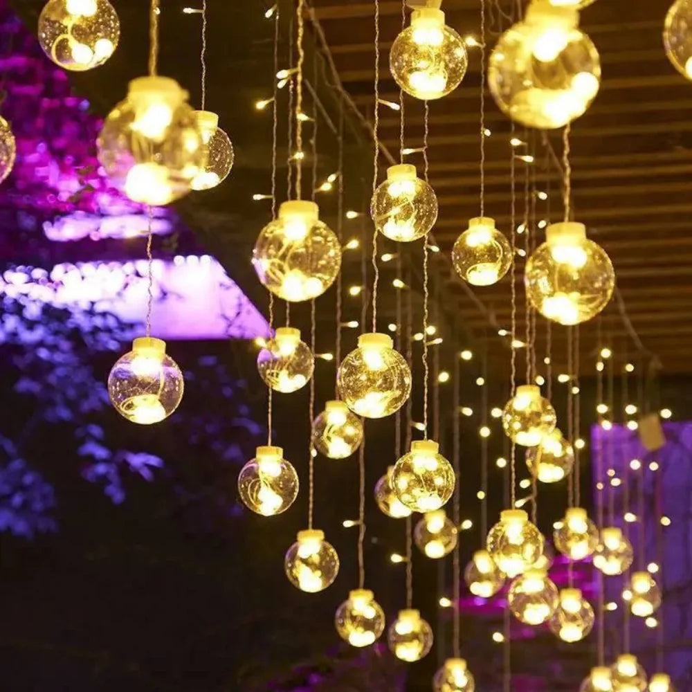 Solar Pendant String Lights garden installation