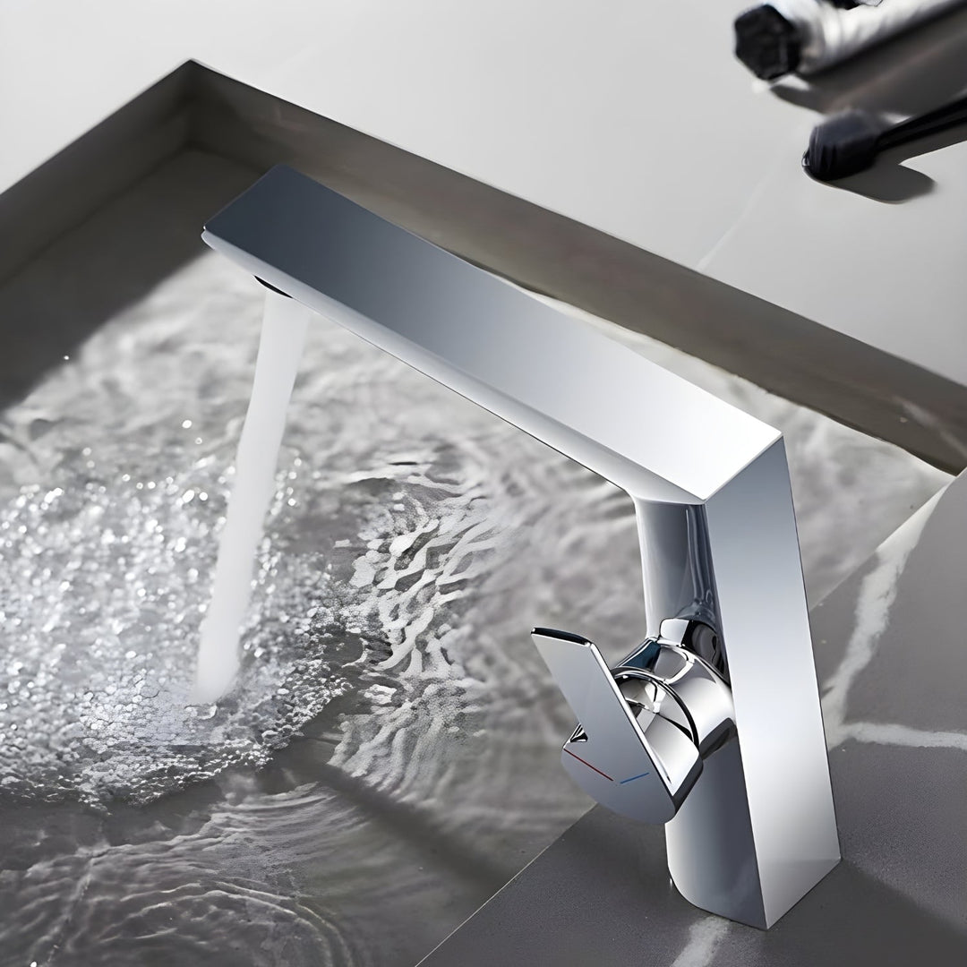 Chrome Solid Brass Nordic Bathroom Faucet front view