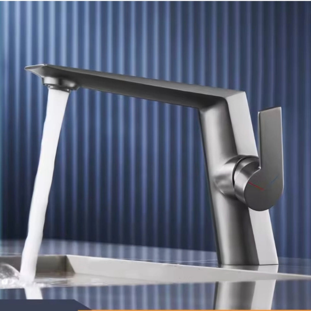 White Solid Brass Nordic Bathroom Faucet front view